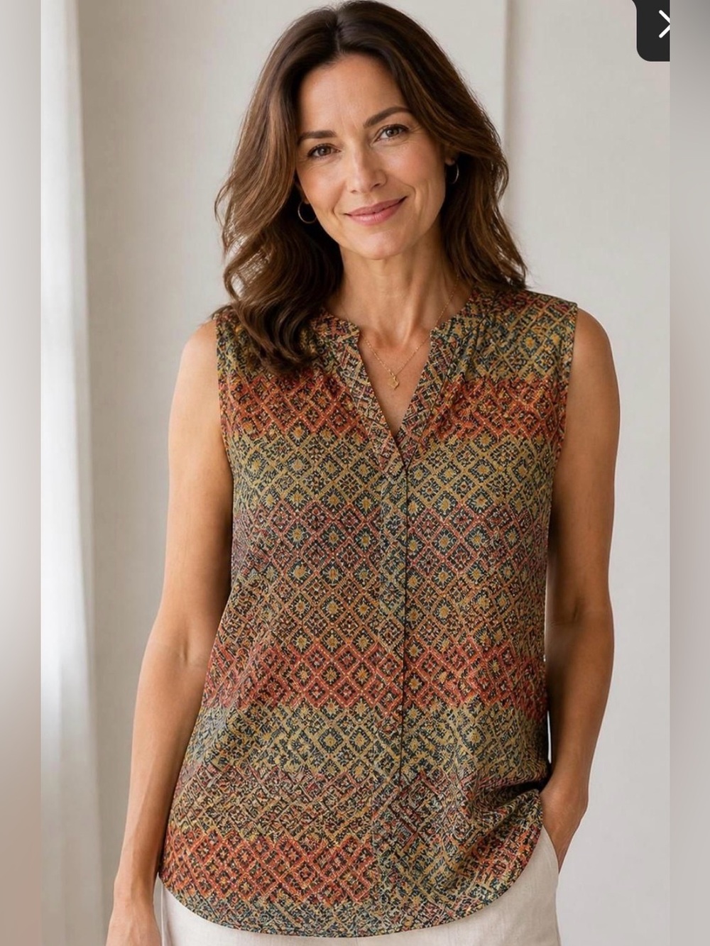 Zac & Rachel Multicolor Geometric Sleeveless Top